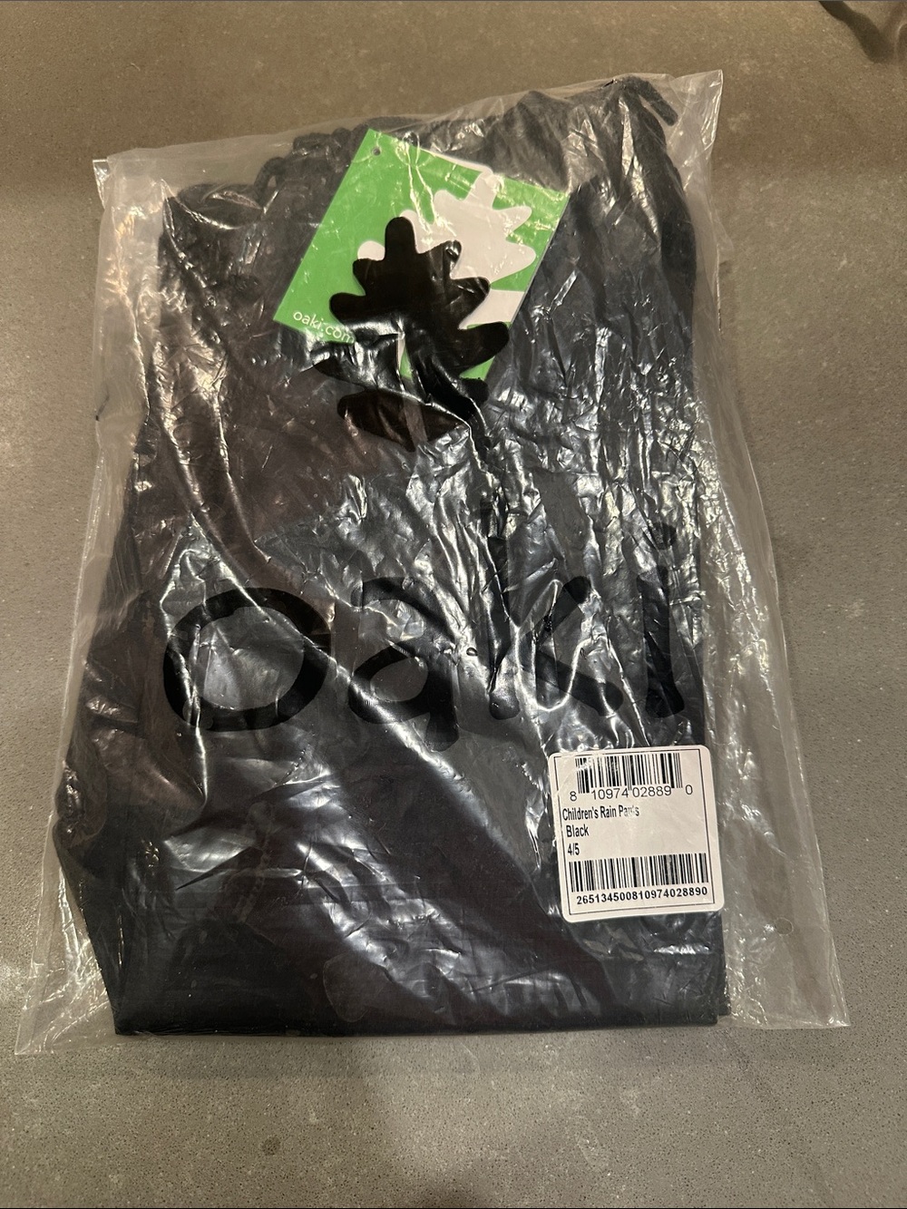 Oaki Kids' Black Rain Pants with Logo